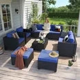 YardCache 6 Piece Outdoor Wicker Patio Furniture Set, Rattan Sectional Sofa Sets Beige