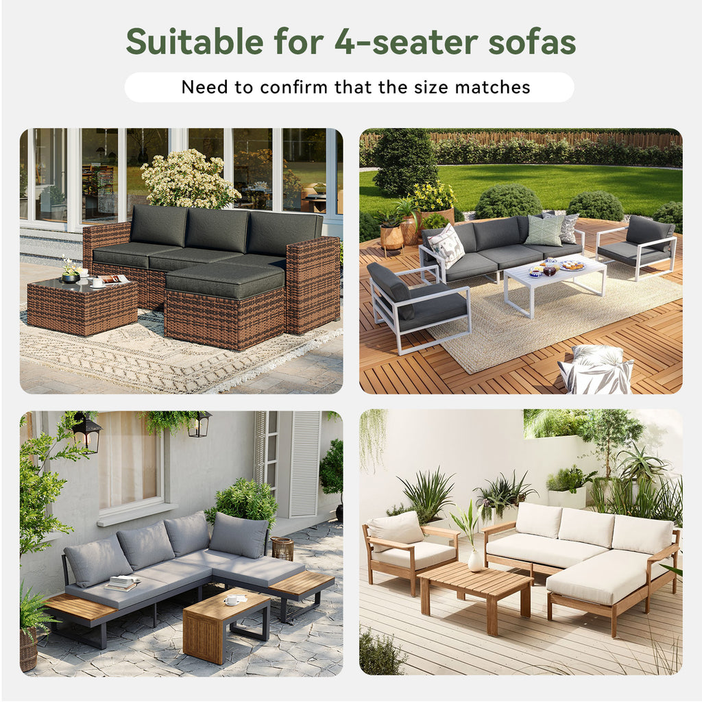 Breezestival Replacement Cushions for Outdoor Furniture, 7-Piece Outdoor Cushions for Patio Furniture, Deep Seat, Waterproof & Fade Resistant Couch Cushion for 4-Seat Patio Conversation Sets, Grey