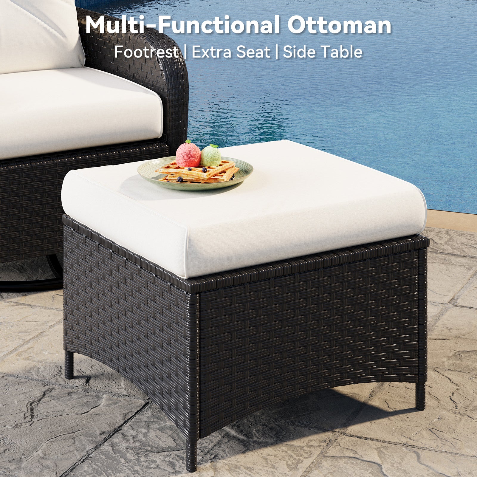 Aoxun Patio Furniture Set, Wicker Rattan Outdoor Sectional Sofa with High Back Swivel Rocker Chairs, Outdoor Patio Furniture Set