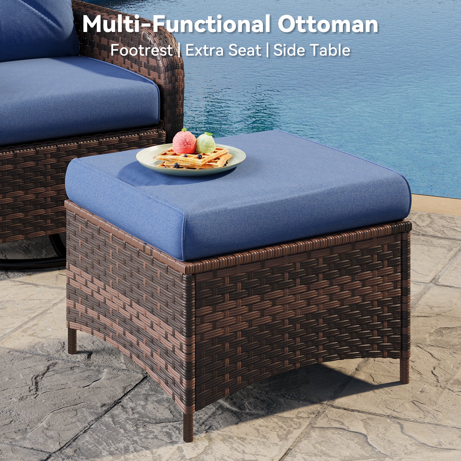 Aoxun Patio Furniture Set, Wicker Rattan Outdoor Sectional Sofa with High Back Swivel Rocker Chairs, Outdoor Patio Furniture Set
