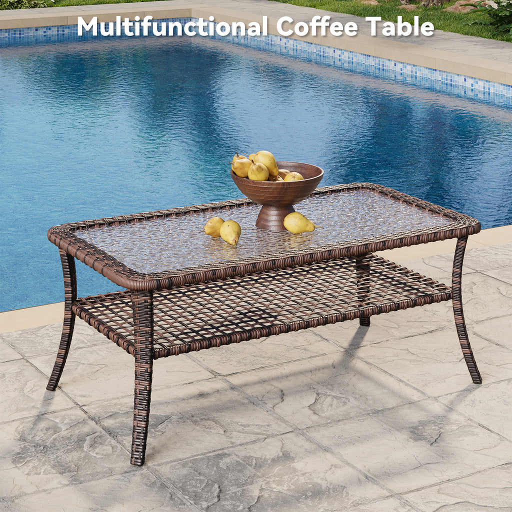 Aoxun Patio Furniture Set, Wicker Rattan Outdoor Sectional Sofa with High Back Swivel Rocker Chairs, Outdoor Patio Furniture Set