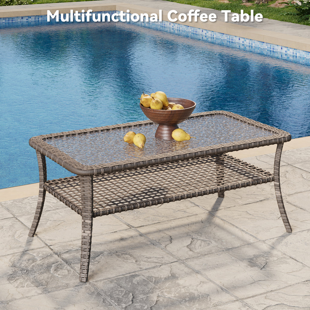 Aoxun Patio Furniture Set, Wicker Rattan Outdoor Sectional Sofa with High Back Swivel Rocker Chairs, Outdoor Patio Furniture Set