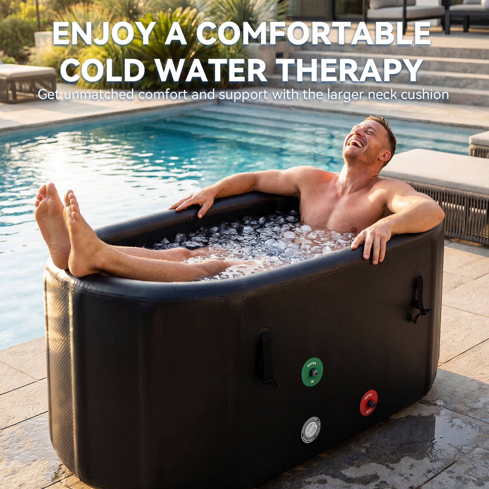 Ice Bath Tub for Athletes, Compatible with Water Chillers, Portable Inflatable Cold Plunge Tub with Cover& Pump,Long-Lasting Insulation,for Outdoor & Indoor Use