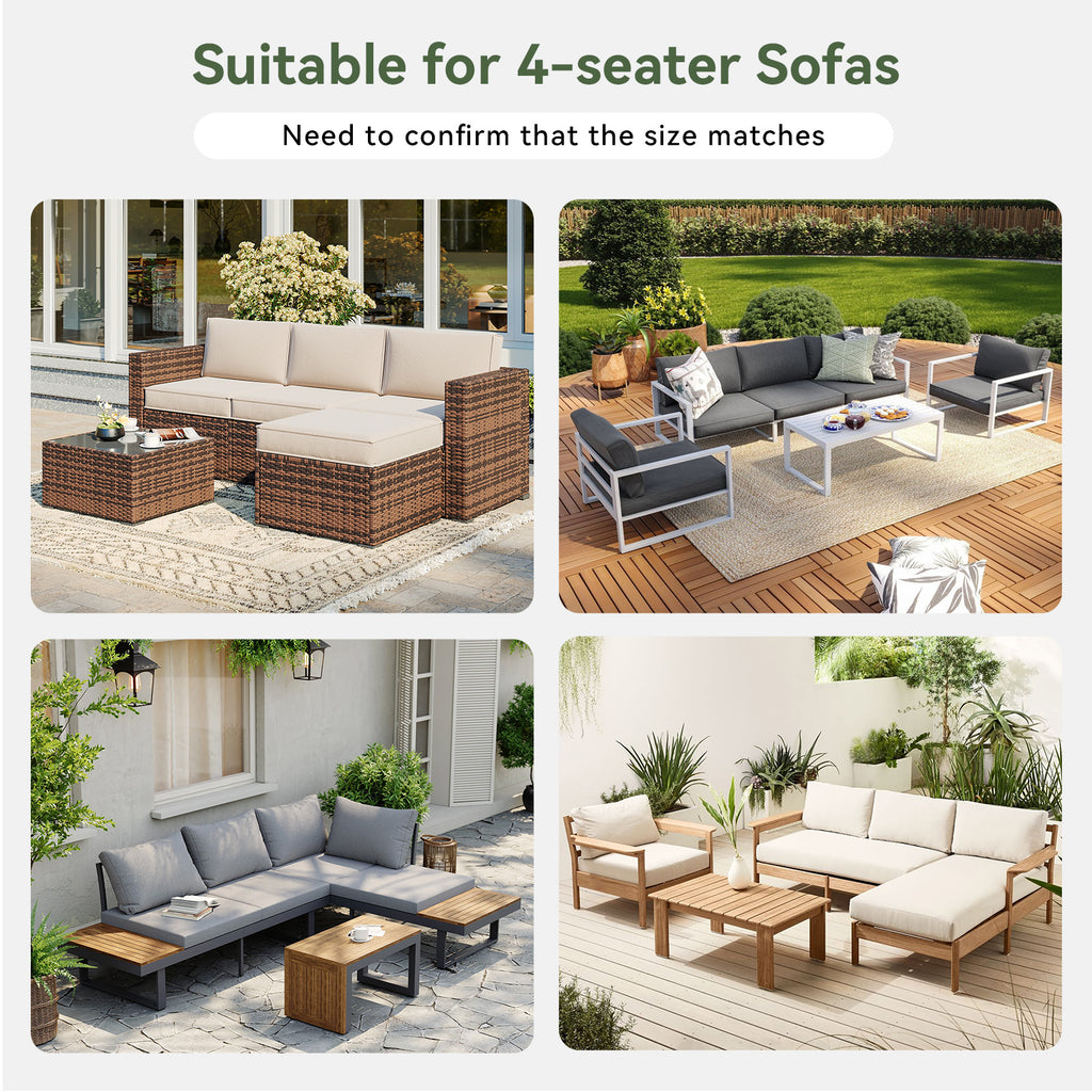 Breezestival Replacement Cushions for Outdoor Furniture, 7-Piece Outdoor Cushions for Patio Furniture, Deep Seat, Waterproof & Fade Resistant Couch Cushion for 4-Seat Patio Conversation Sets, Grey
