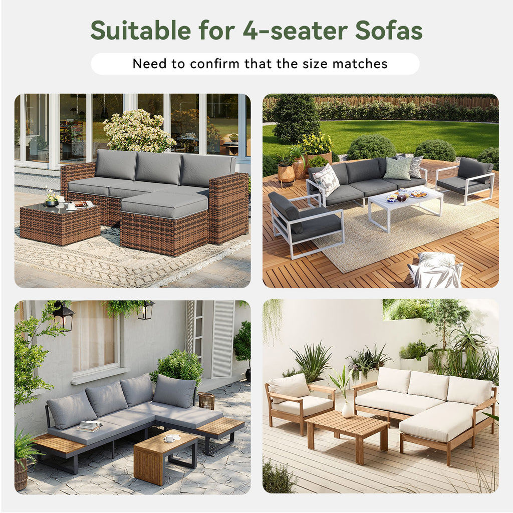Breezestival Replacement Cushions for Outdoor Furniture, 7-Piece Outdoor Cushions for Patio Furniture, Deep Seat, Waterproof & Fade Resistant Couch Cushion for 4-Seat Patio Conversation Sets, Grey