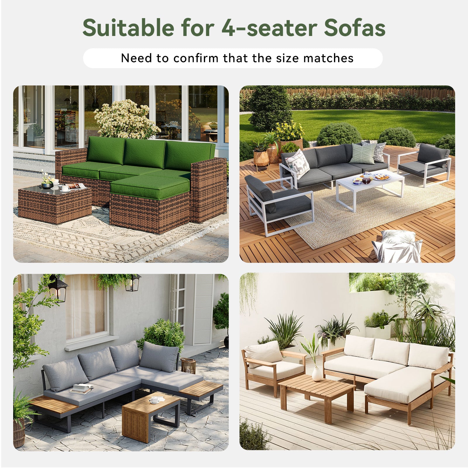 Breezestival Replacement Cushions for Outdoor Furniture, 7-Piece Outdoor Cushions for Patio Furniture, Deep Seat, Waterproof & Fade Resistant Couch Cushion for 4-Seat Patio Conversation Sets, Grey