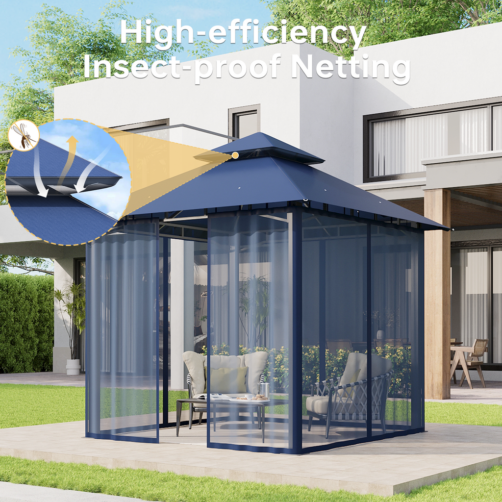 Aoxun 12x10 Gazebo with Double Roof & Mosquito Netting Outdoor Heavy-Duty Party Tent, Patio Tent with Zipper Screens - Backyard Garden Lawn Shelter Includes Wind Ropes Expansion Bolts, Gray