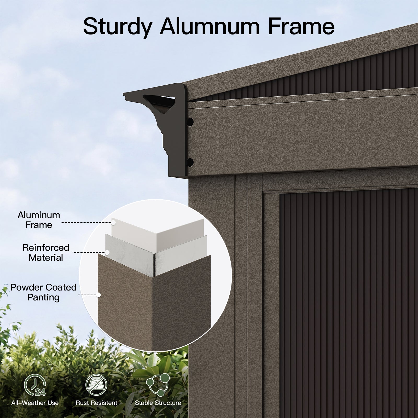 Aoxun 10x12FT Wall Mounted Sunroom, Aluminum Solarium Enclosed Lean to Gazebo with Galvanized Steel Sloping Roof, Sliding Doors, Moveable PC Windows, Permanent Outdoor Sun Room for Patio, Deck