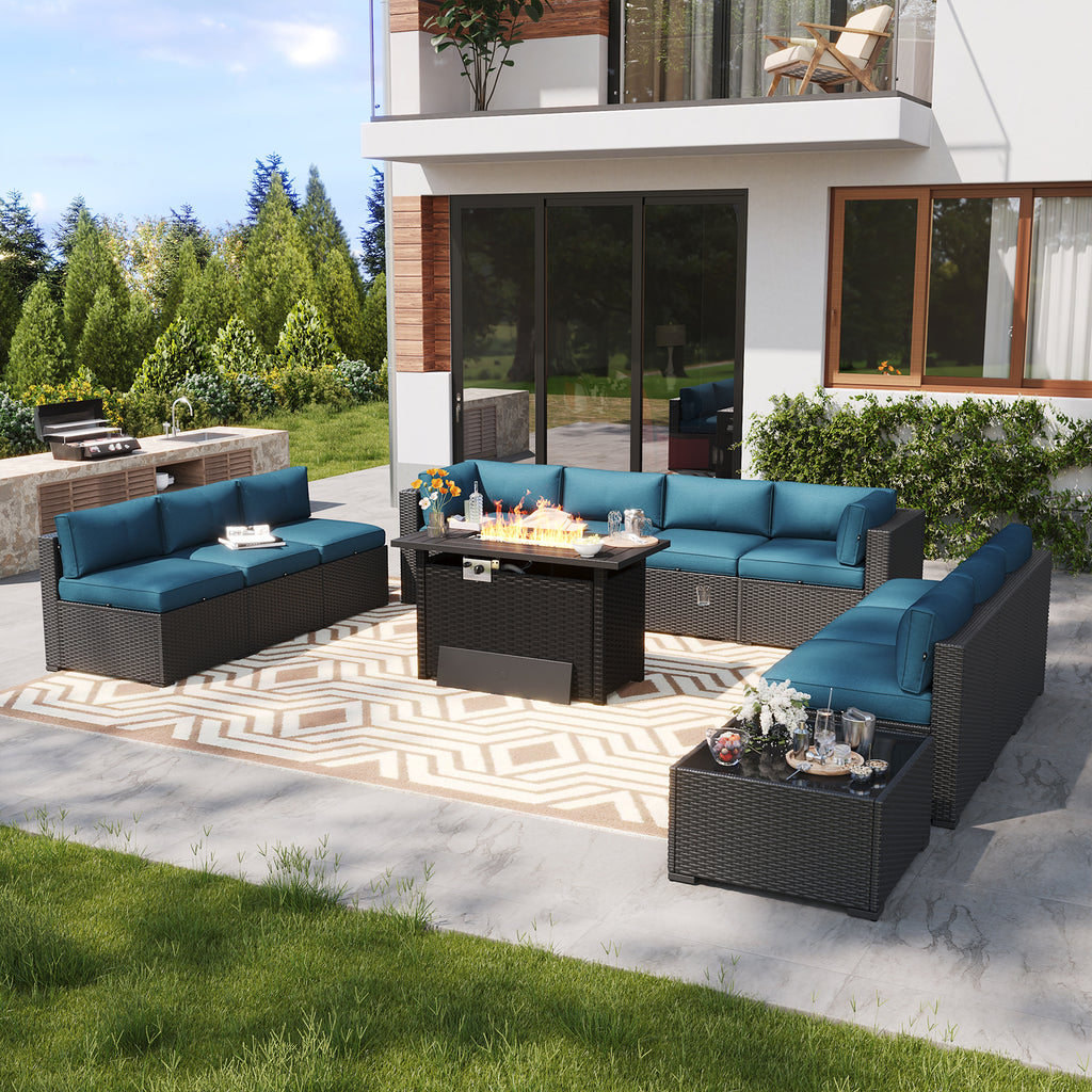 LazySunsets 7 Piece Outdoor Patio Furniture Set with Coffee Table, Outdoor Patio Furniture Sets with Waterproof Cover, Wicker Rattan Outdoor Conversation Set for Backyard & Garden, Beige
