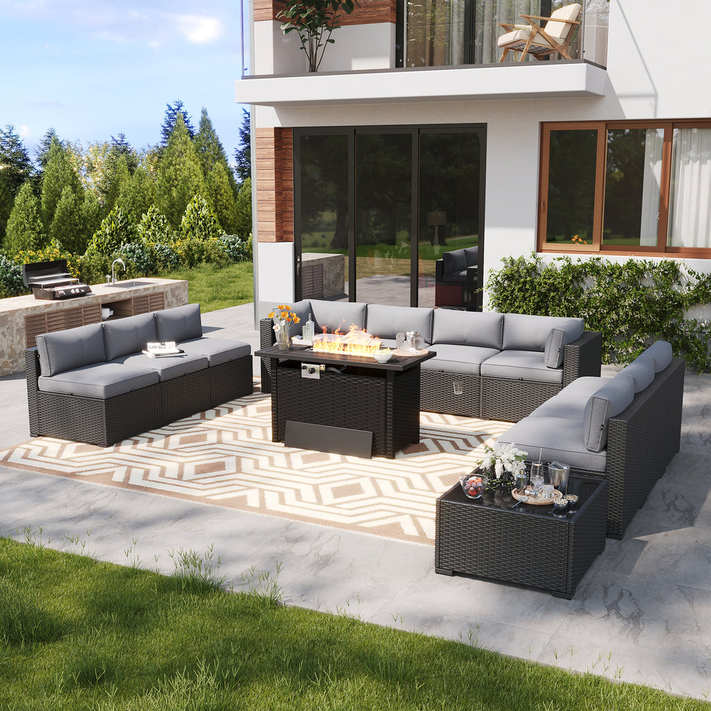 LazySunsets 7 Piece Outdoor Patio Furniture Set with Coffee Table, Outdoor Patio Furniture Sets with Waterproof Cover, Wicker Rattan Outdoor Conversation Set for Backyard & Garden, Beige
