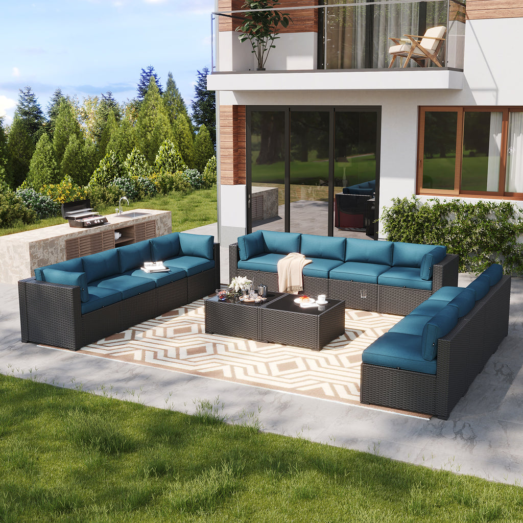 LazySunsets 7 Piece Outdoor Patio Furniture Set with Coffee Table, Outdoor Patio Furniture Sets with Waterproof Cover, Wicker Rattan Outdoor Conversation Set for Backyard & Garden, Beige
