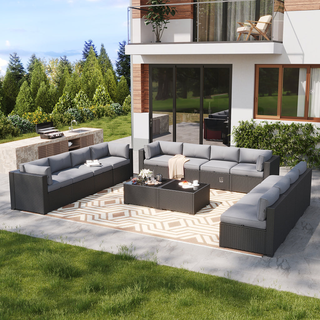 LazySunsets 7 Piece Outdoor Patio Furniture Set with Coffee Table, Outdoor Patio Furniture Sets with Waterproof Cover, Wicker Rattan Outdoor Conversation Set for Backyard & Garden, Beige