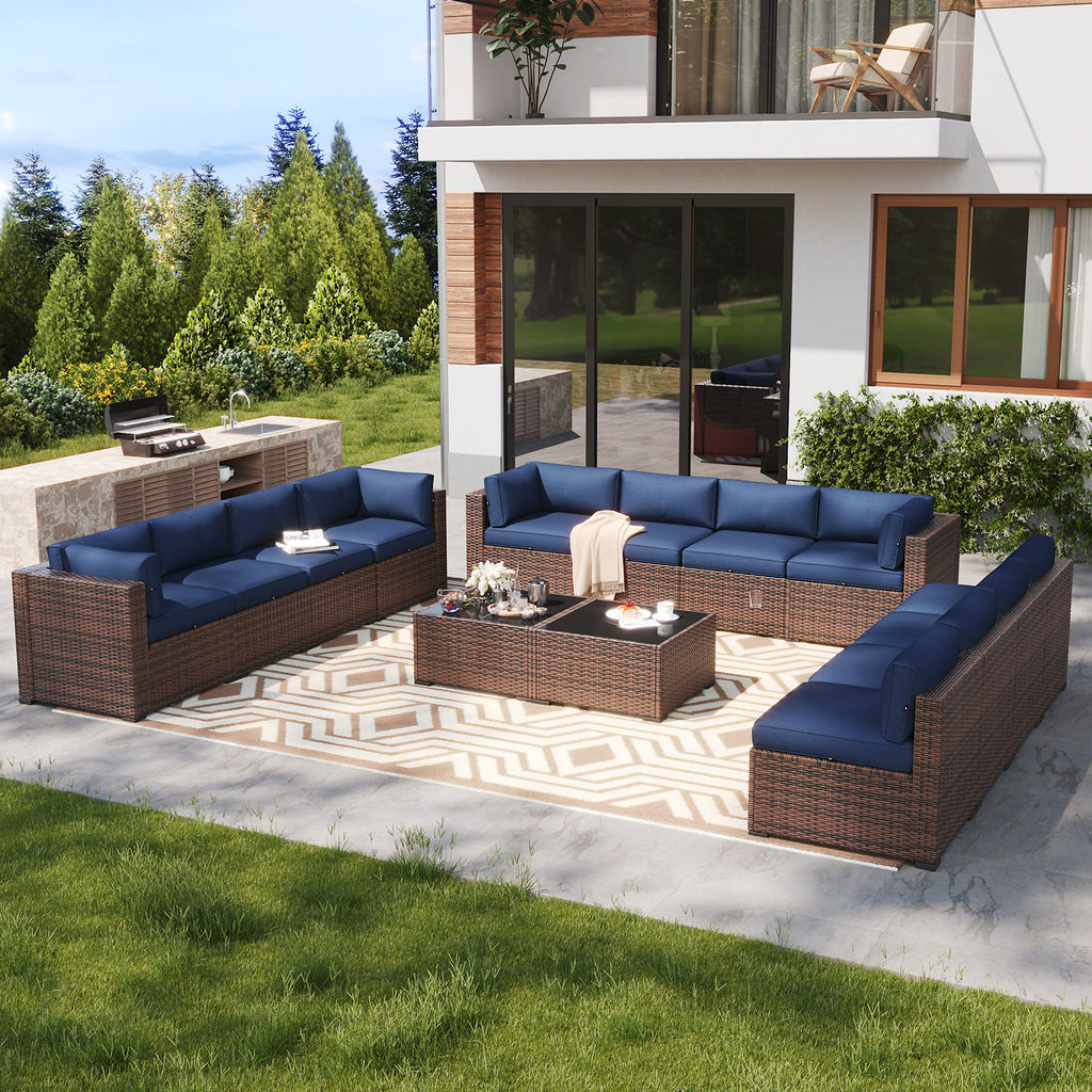 LazySunsets 7 Piece Outdoor Patio Furniture Set with Coffee Table, Outdoor Patio Furniture Sets with Waterproof Cover, Wicker Rattan Outdoor Conversation Set for Backyard & Garden, Beige