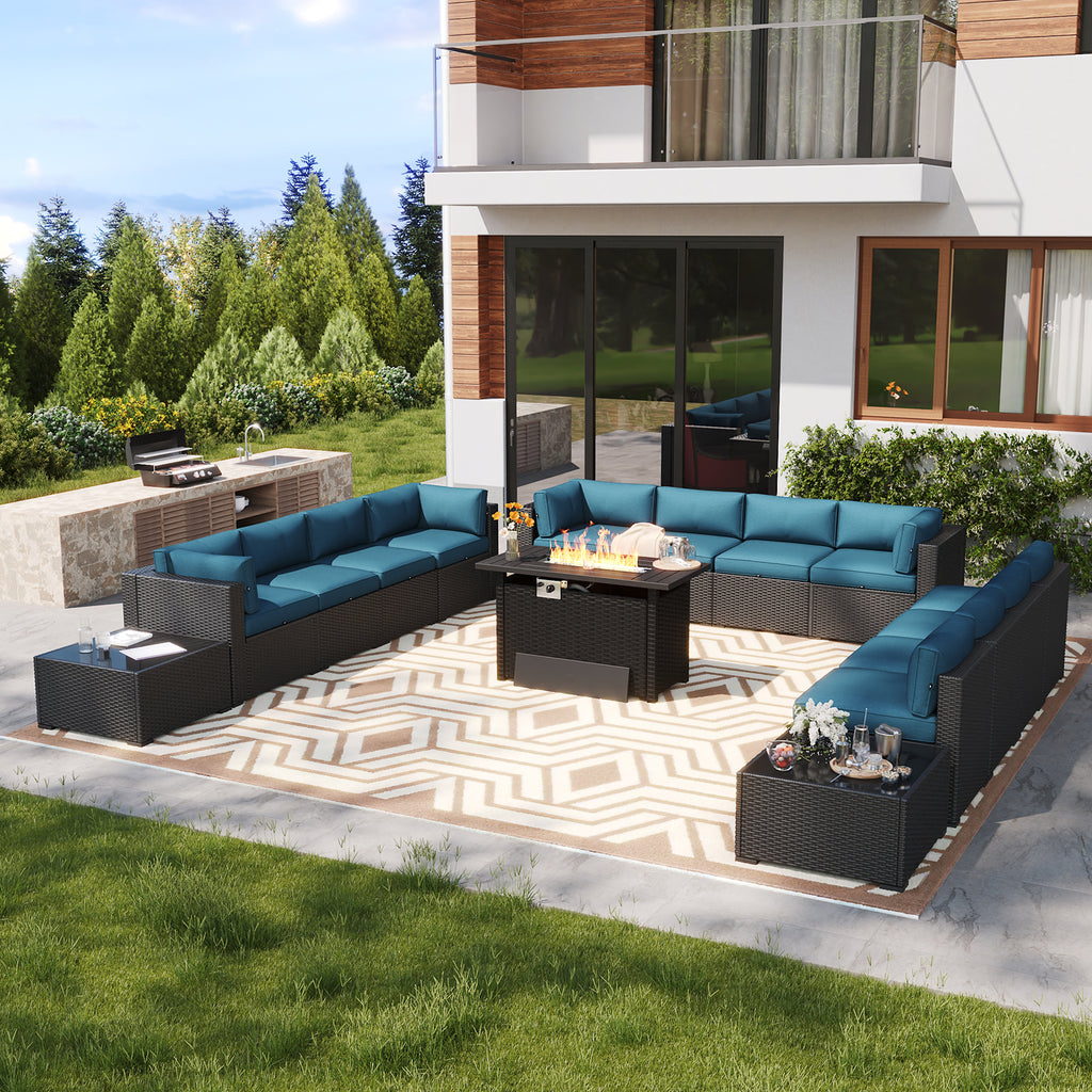 LazySunsets 7 Piece Outdoor Patio Furniture Set with Coffee Table, Outdoor Patio Furniture Sets with Waterproof Cover, Wicker Rattan Outdoor Conversation Set for Backyard & Garden, Beige