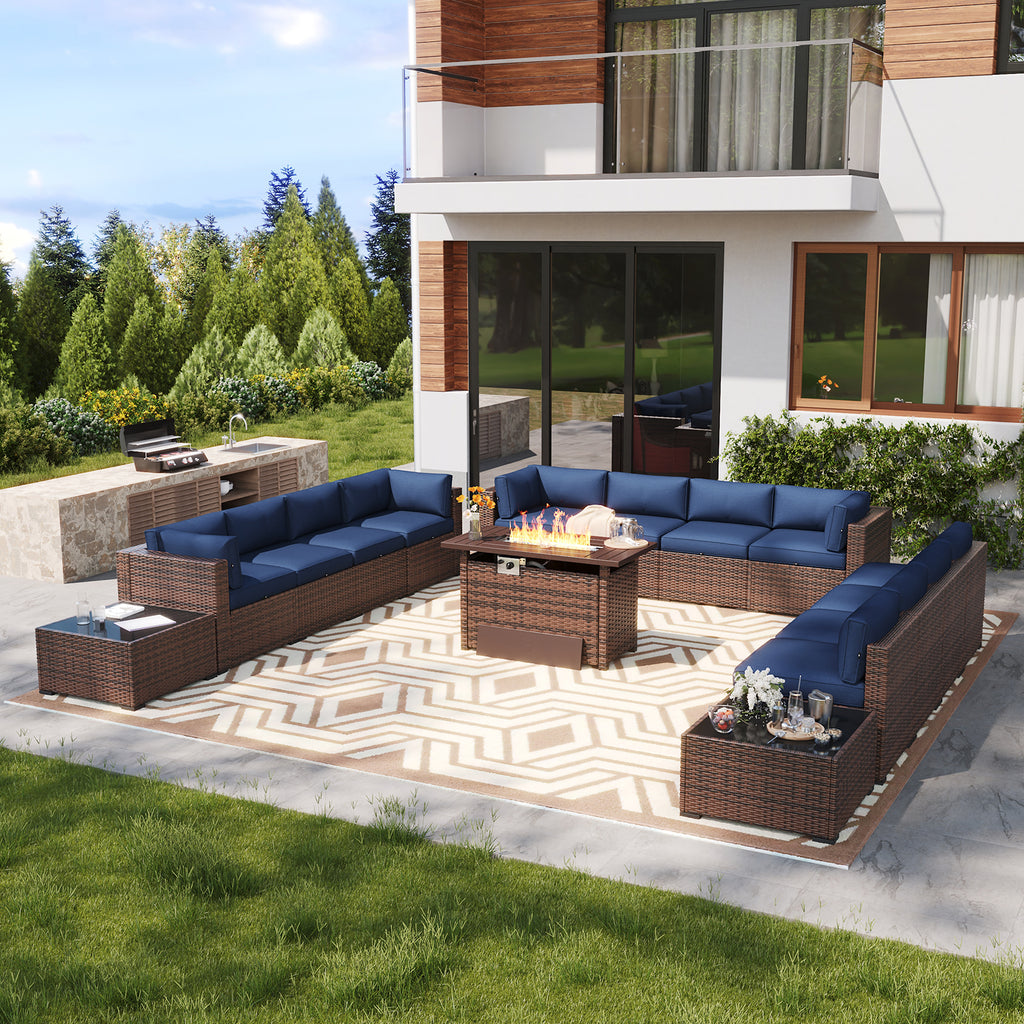 LazySunsets 7 Piece Outdoor Patio Furniture Set with Coffee Table, Outdoor Patio Furniture Sets with Waterproof Cover, Wicker Rattan Outdoor Conversation Set for Backyard & Garden, Beige