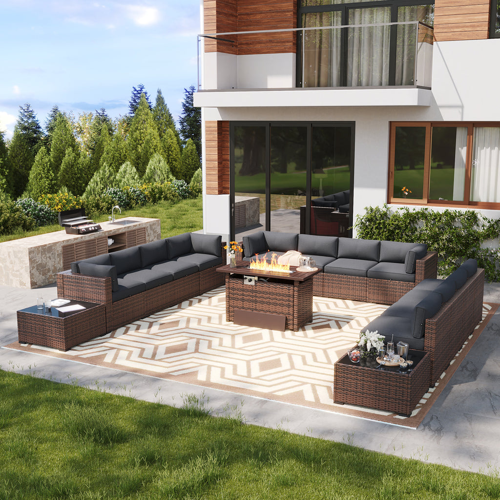 LazySunsets 7 Piece Outdoor Patio Furniture Set with Coffee Table, Outdoor Patio Furniture Sets with Waterproof Cover, Wicker Rattan Outdoor Conversation Set for Backyard & Garden, Beige