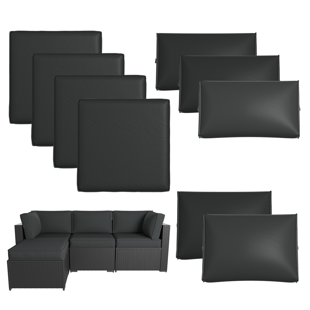 Breezestival Patio Furniture Replacement Cushions for Outdoor Furniture Set of 4, Thick Patio Sofa Cushions for Outdoor Furniture, 9-Piece Splashproof Fade Resistant Cushions for Outdoor Couch