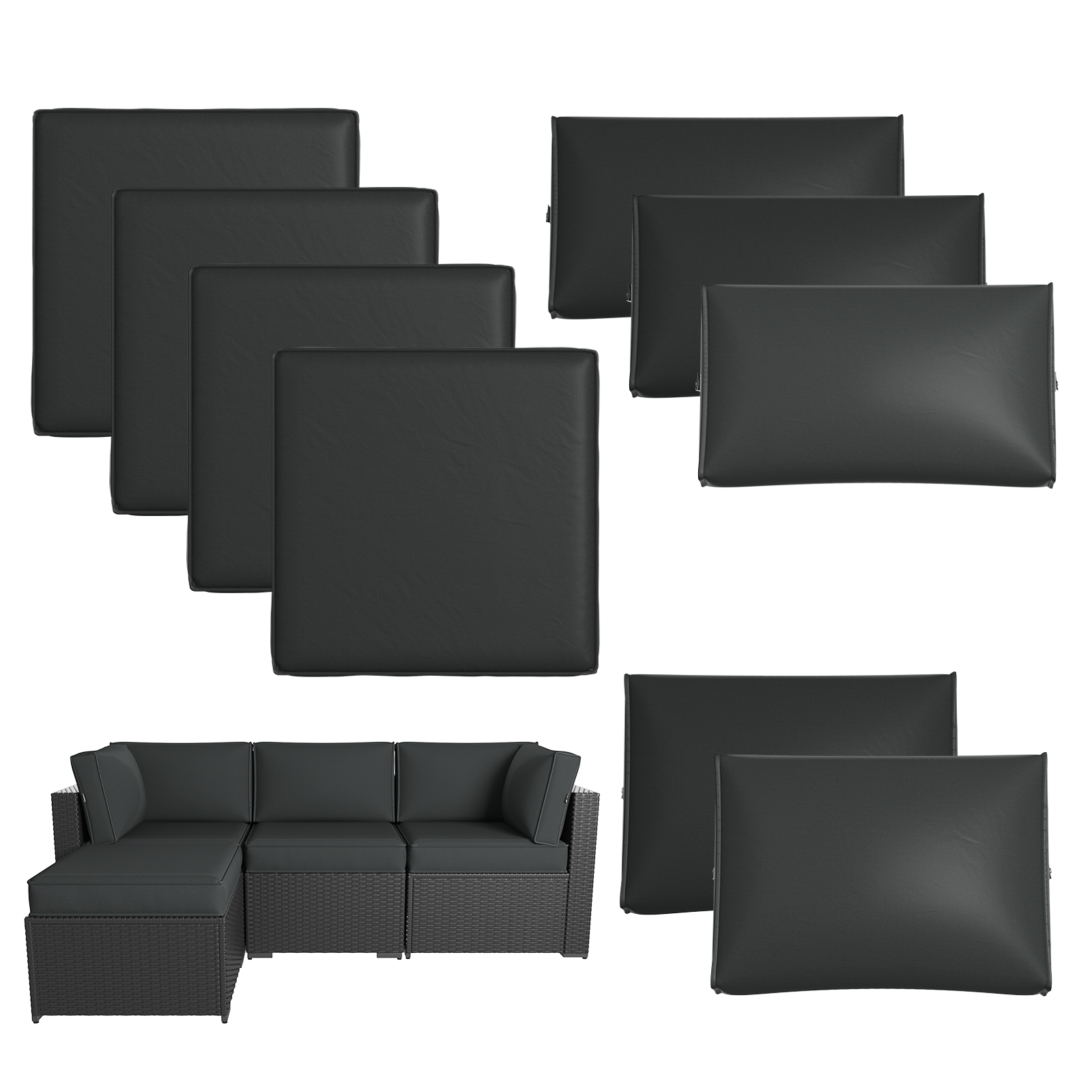 Breezestival Patio Furniture Replacement Cushions for Outdoor Furniture Set of 4, Thick Patio Sofa Cushions for Outdoor Furniture, 9-Piece Splashproof Fade Resistant Cushions for Outdoor Couch