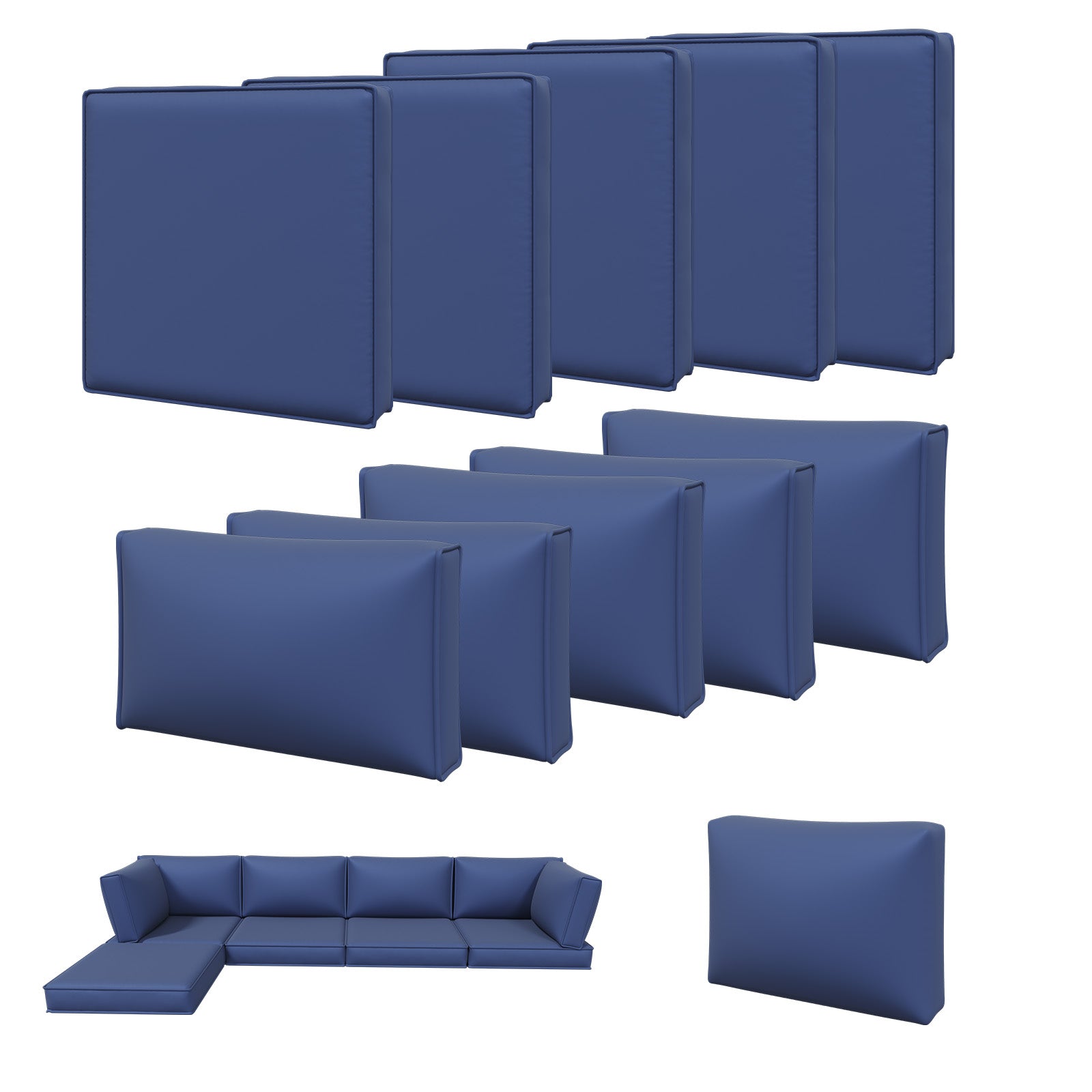 Aoxun 11pcs Patio Cushion Covers Replacement, Waterproof Outdoor Furniture Cushion Covers with Zipper and Non-Slip Bottom, Patio Sofa Couch 3 Sizes for Patio Sectional, Covers Only