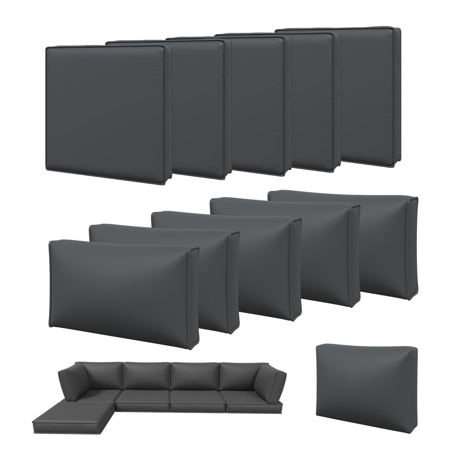 Aoxun 11pcs Patio Cushion Covers Replacement, Waterproof Outdoor Furniture Cushion Covers with Zipper and Non-Slip Bottom, Patio Sofa Couch 3 Sizes for Patio Sectional, Covers Only