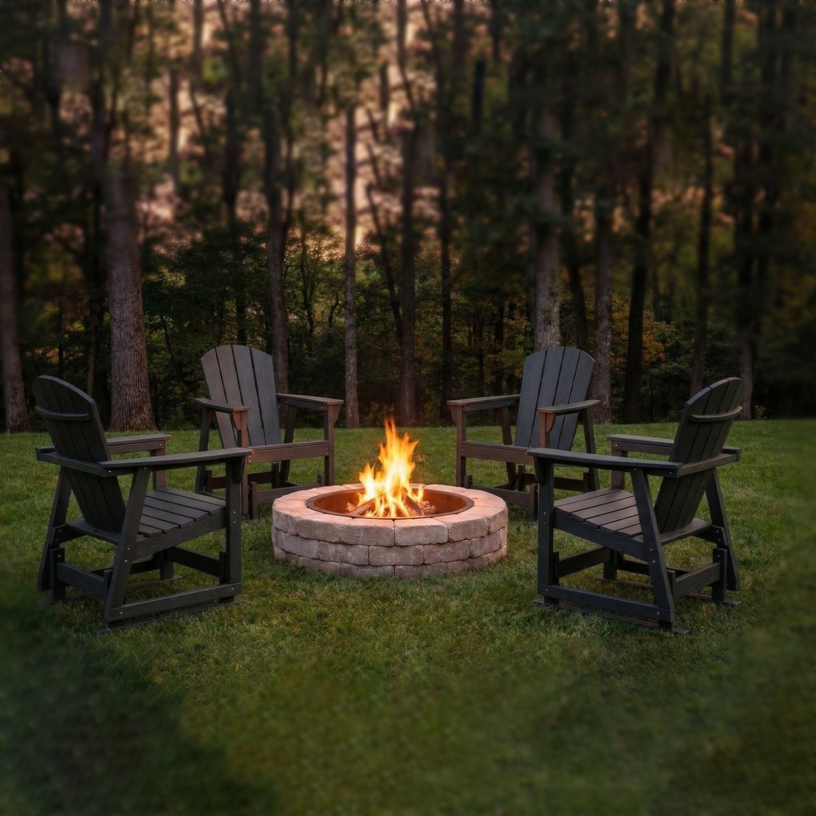 Aoxun Adirondack Outdoor Rocking Chair, HDPE Wood-Like Patio Rocking Chairs with Wide Seat, Porch Glider Chair for Outside, Garden, Lawn