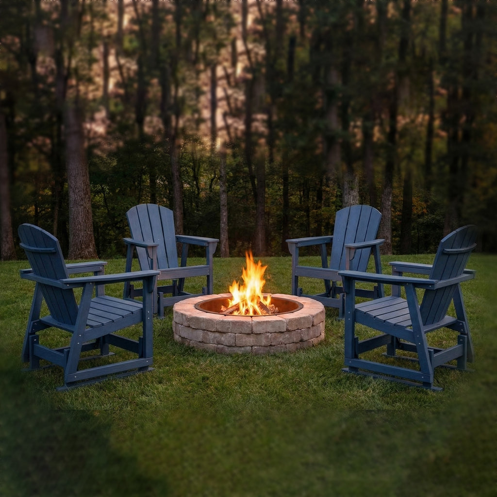 Aoxun Adirondack Outdoor Rocking Chair, HDPE Wood-Like Patio Rocking Chairs with Wide Seat, Porch Glider Chair for Outside, Garden, Lawn