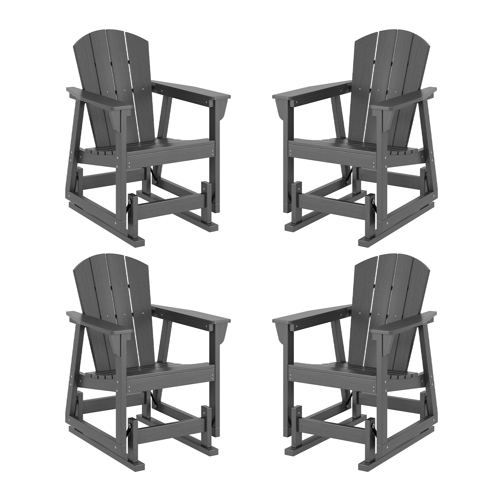 Aoxun Adirondack Outdoor Rocking Chair, HDPE Wood-Like Patio Rocking Chairs with Wide Seat, Porch Glider Chair for Outside, Garden, Lawn