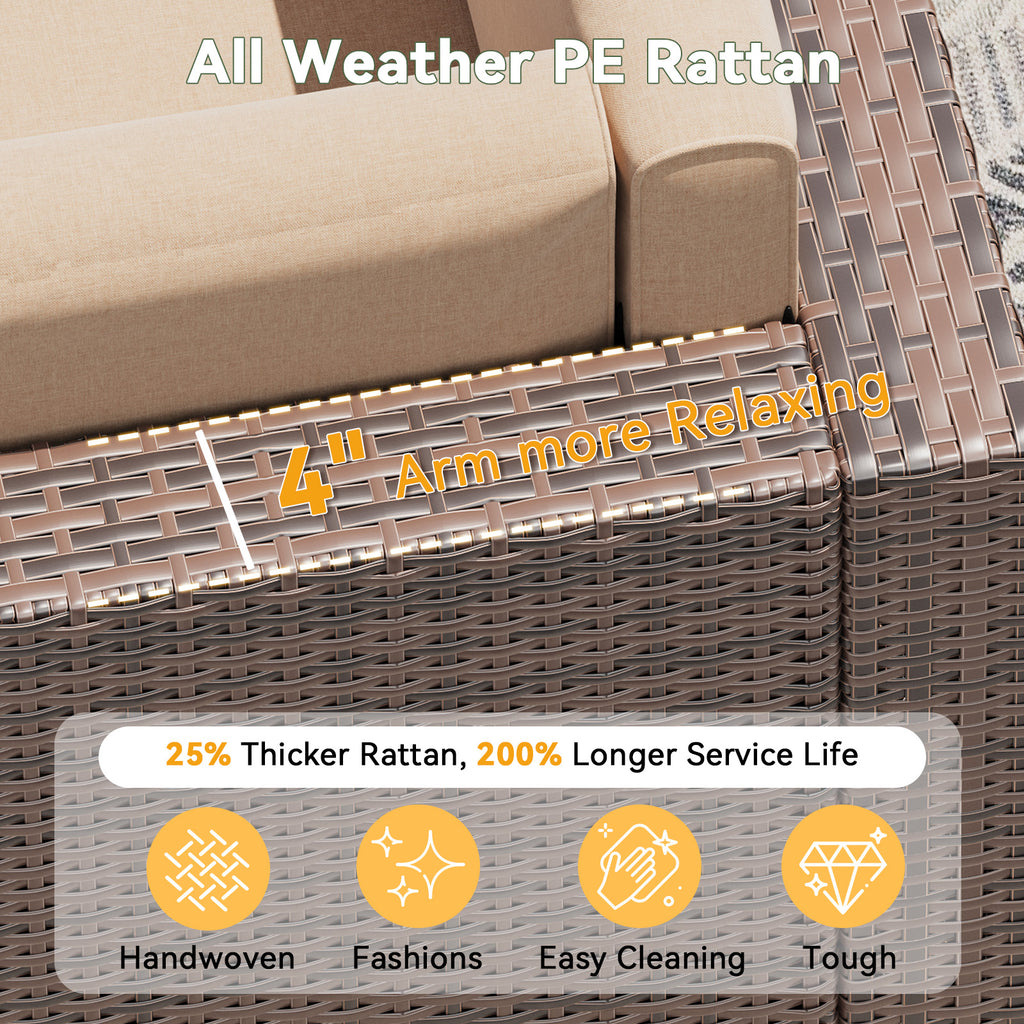 Aoxun 8 Piece Patio Furniture Set, Wicker Rattan Outdoor Furniture with Large Storage Table, Patio Conversation Sets with Waterproof Cover, Outdoor Sectional Sofa for Backyard