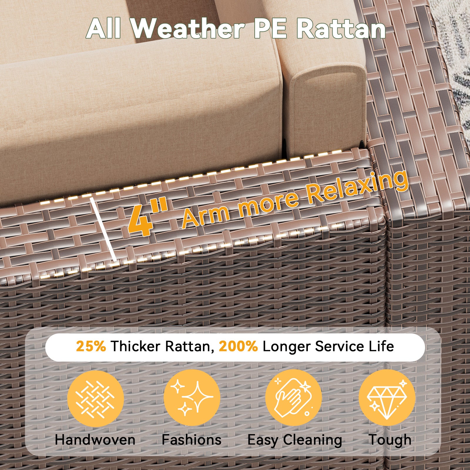 Aoxun 8 Piece Patio Furniture Set, Wicker Rattan Outdoor Furniture with Large Storage Table, Patio Conversation Sets with Waterproof Cover, Outdoor Sectional Sofa for Backyard