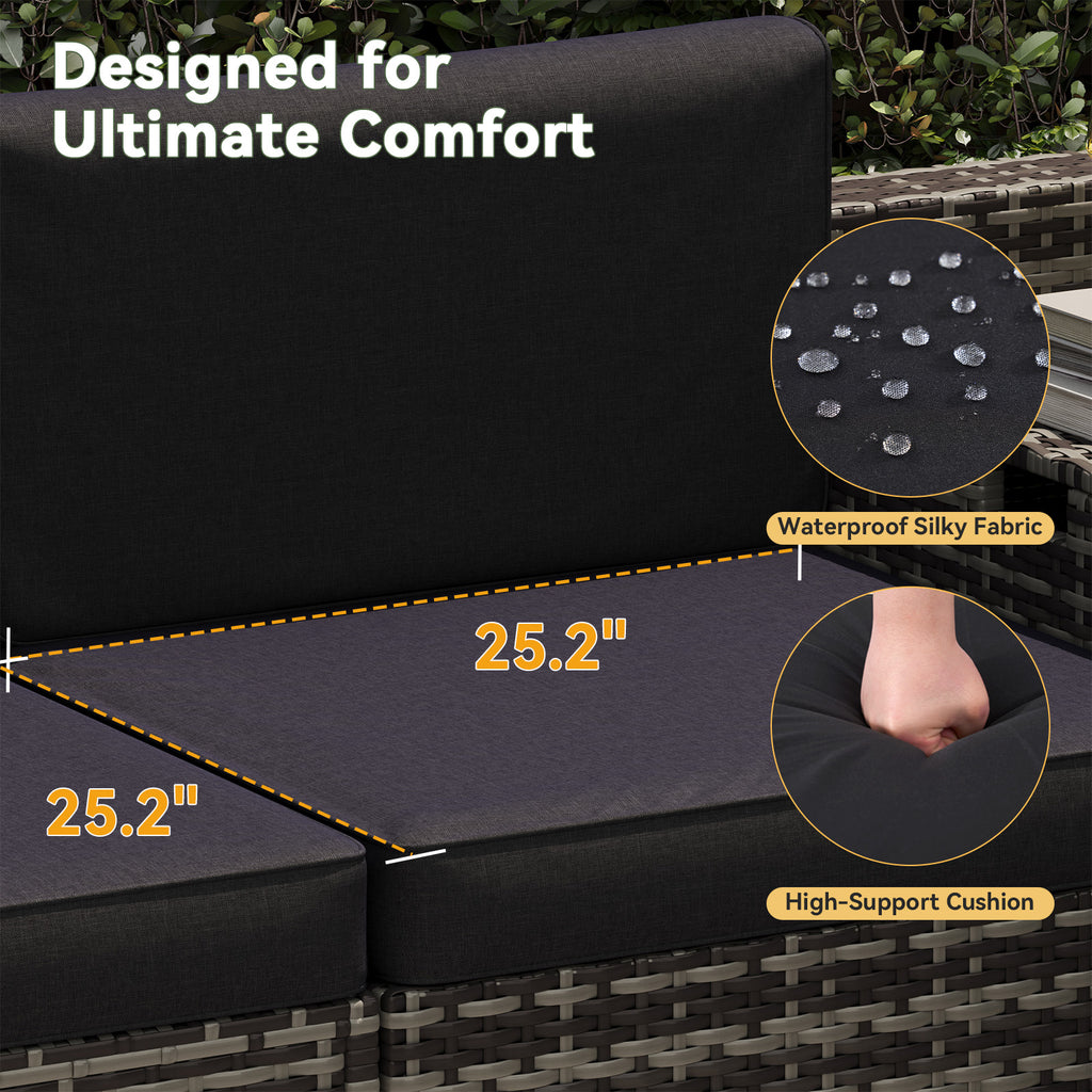 Aoxun 8 Piece Patio Furniture Set, Wicker Rattan Outdoor Furniture with Large Storage Table, Patio Conversation Sets with Waterproof Cover, Outdoor Sectional Sofa for Backyard