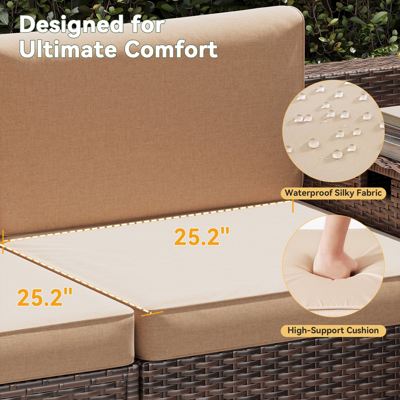 Aoxun 8 Piece Patio Furniture Set, Wicker Rattan Outdoor Furniture with Large Storage Table, Patio Conversation Sets with Waterproof Cover, Outdoor Sectional Sofa for Backyard
