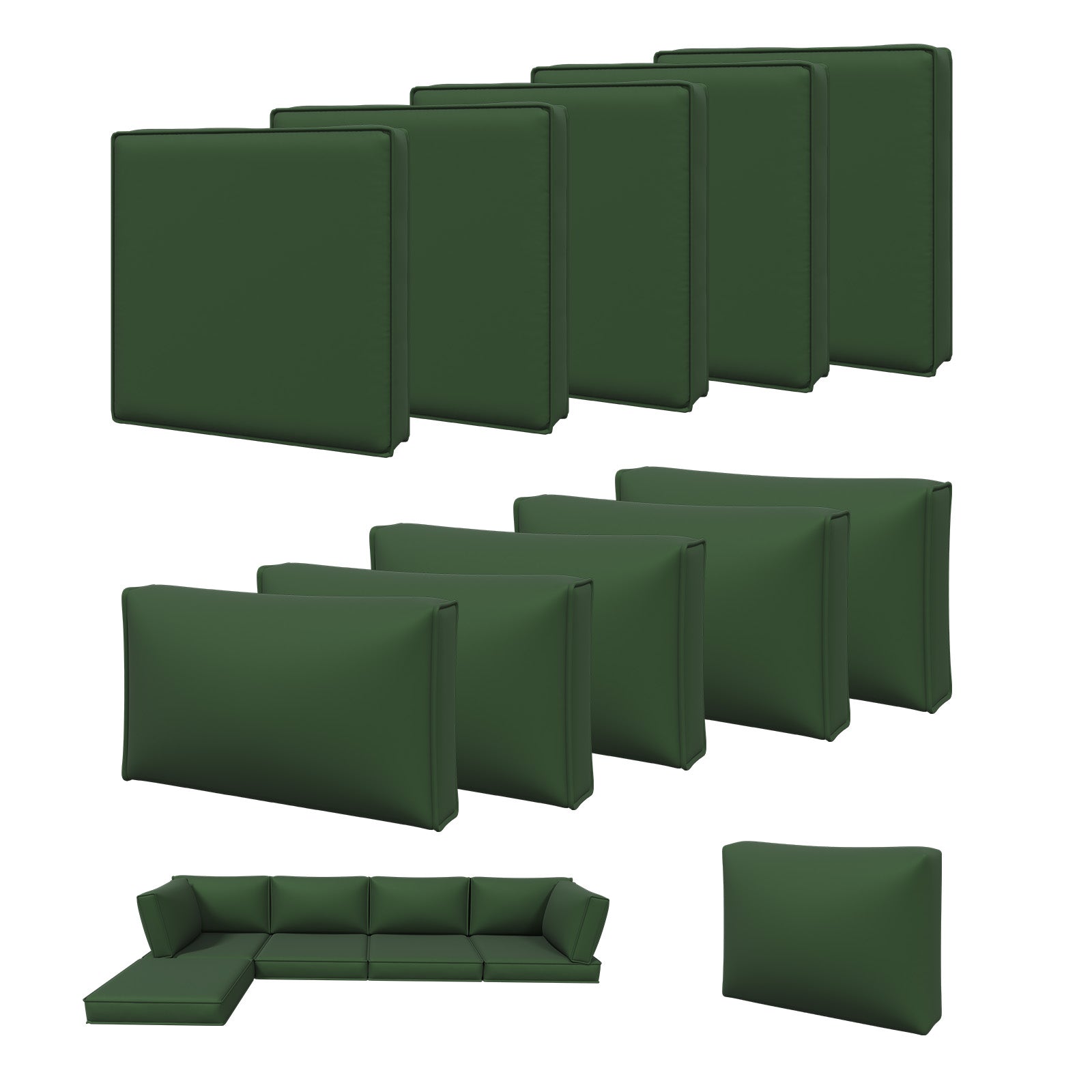 Aoxun 11pcs Patio Cushion Covers Replacement, Waterproof Outdoor Furniture Cushion Covers with Zipper and Non-Slip Bottom, Patio Sofa Couch 3 Sizes for Patio Sectional, Covers Only