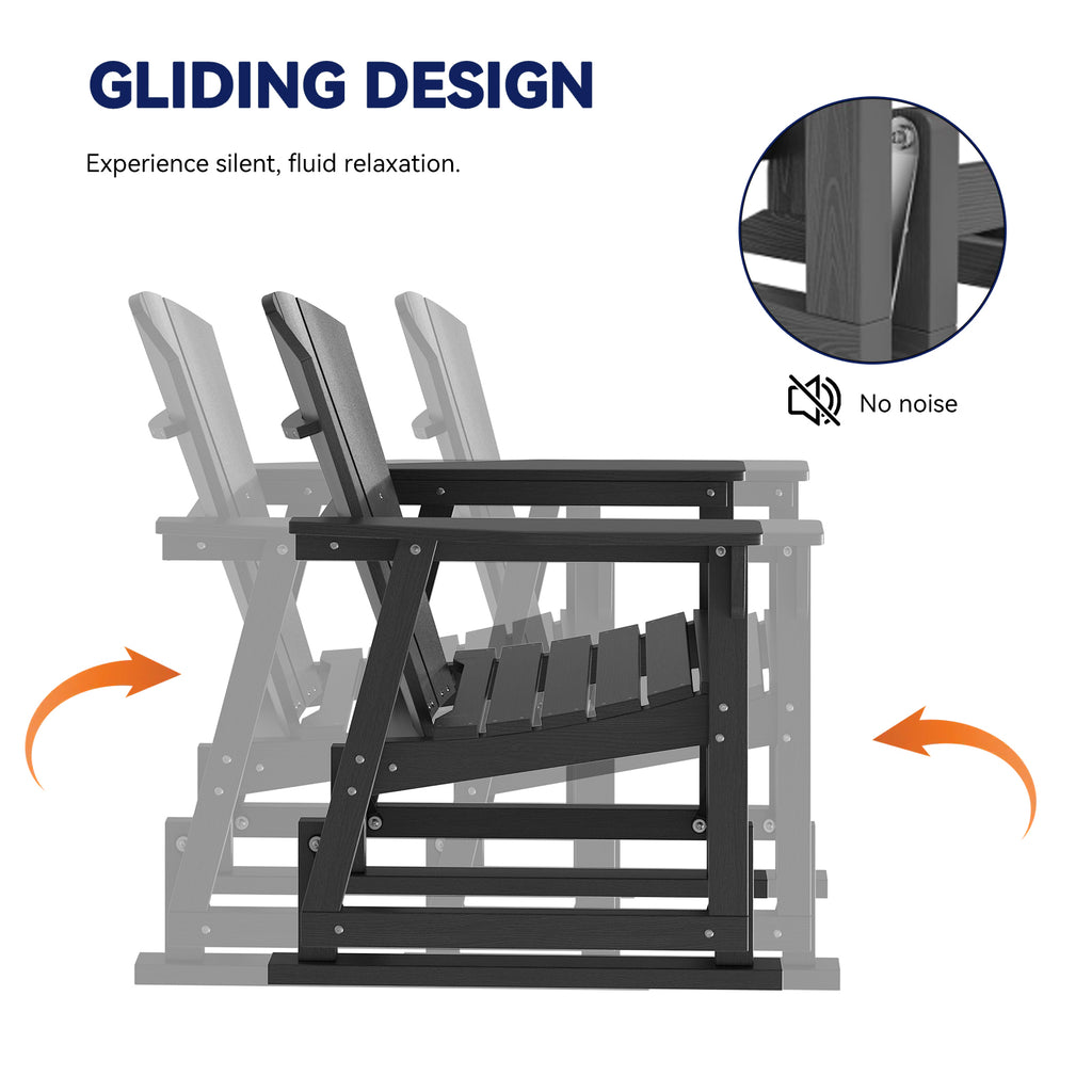 Aoxun Adirondack Outdoor Rocking Chair, HDPE Wood-Like Patio Rocking Chairs with Wide Seat, Porch Glider Chair for Outside, Garden, Lawn