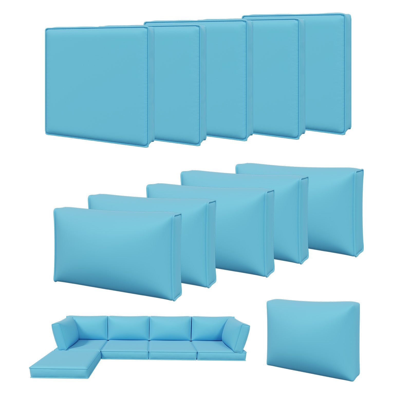 Aoxun 11pcs Patio Cushion Covers Replacement, Waterproof Outdoor Furniture Cushion Covers with Zipper and Non-Slip Bottom, Patio Sofa Couch 3 Sizes for Patio Sectional, Covers Only