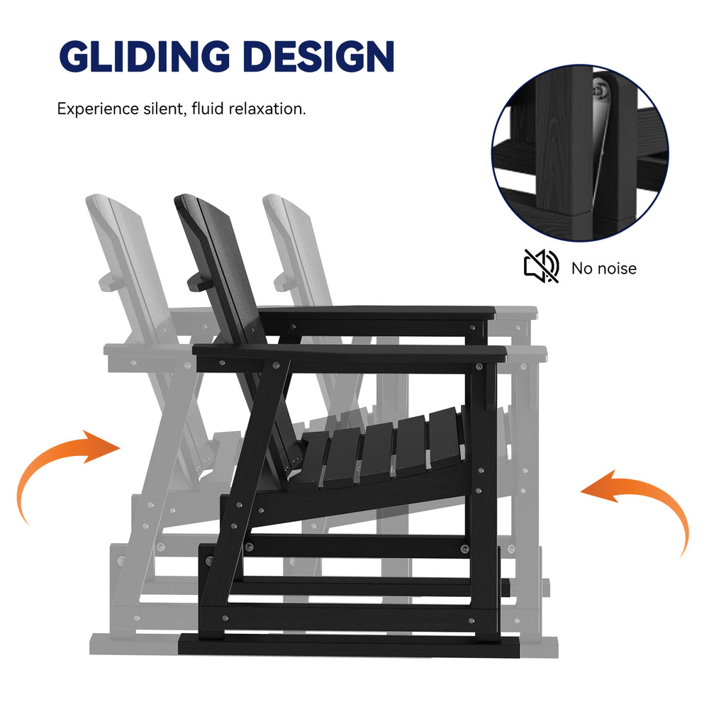 Aoxun Adirondack Outdoor Rocking Chair, HDPE Wood-Like Patio Rocking Chairs with Wide Seat, Porch Glider Chair for Outside, Garden, Lawn