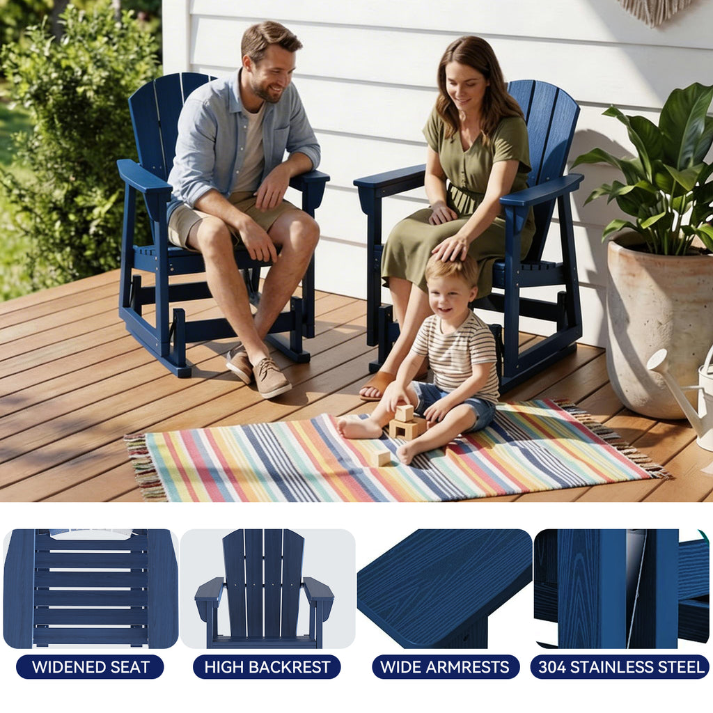 Aoxun Adirondack Outdoor Rocking Chair, HDPE Wood-Like Patio Rocking Chairs with Wide Seat, Porch Glider Chair for Outside, Garden, Lawn