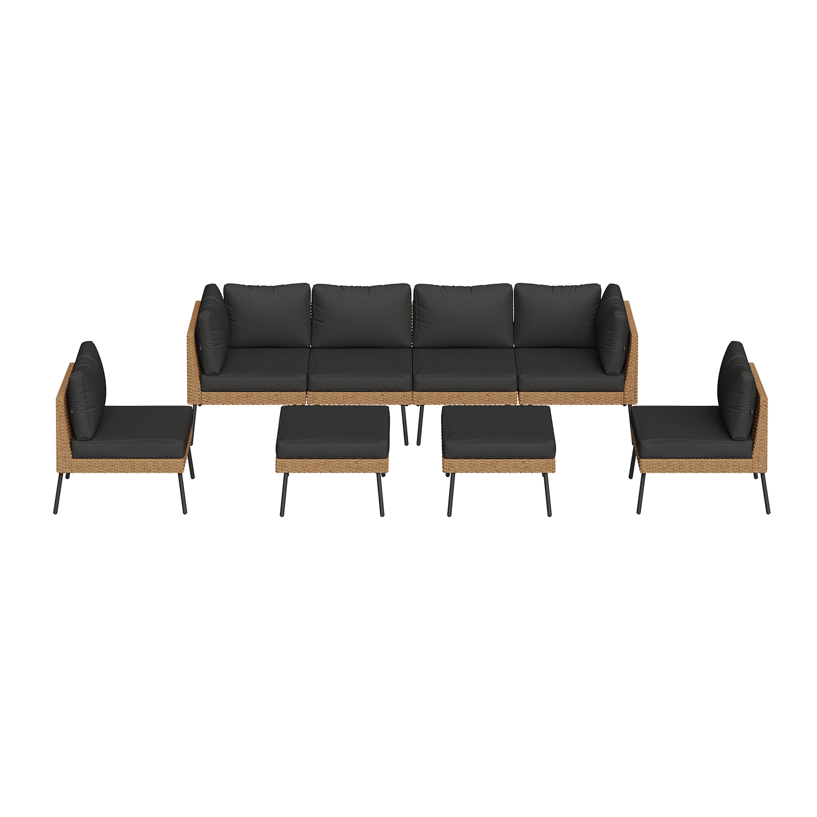 Aoxun 8 Piece Patio Furniture Set, 8 Seats Outdoor Sectional Sofas with Thick Cushion, Wicker Outdoor Patio Furniture Set with Ottomans for Party, Garden, Backyard
