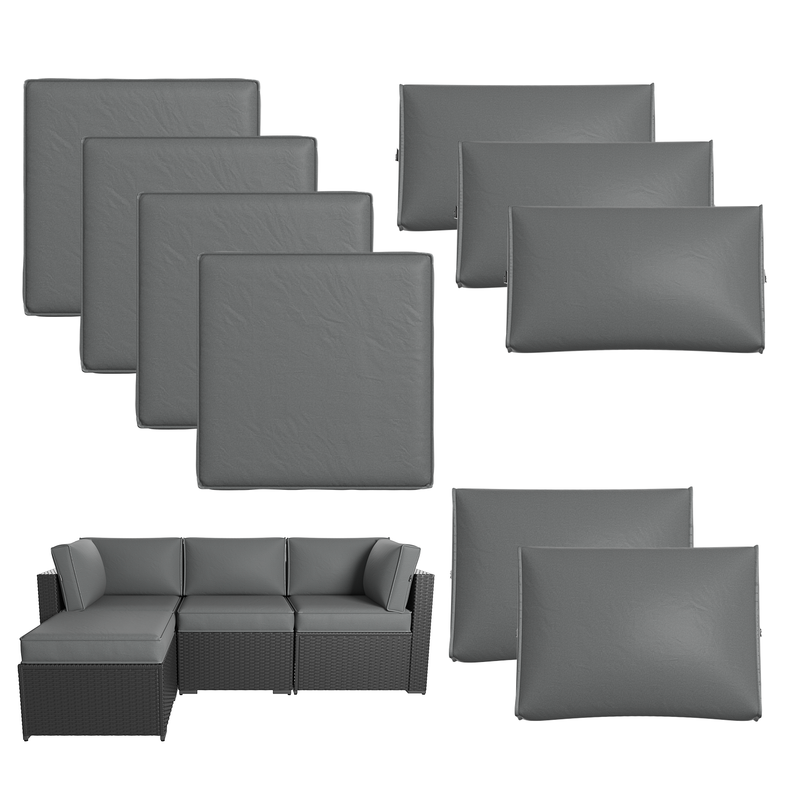 Breezestival Patio Furniture Replacement Cushions for Outdoor Furniture Set of 4, Thick Patio Sofa Cushions for Outdoor Furniture, 9-Piece Splashproof Fade Resistant Cushions for Outdoor Couch