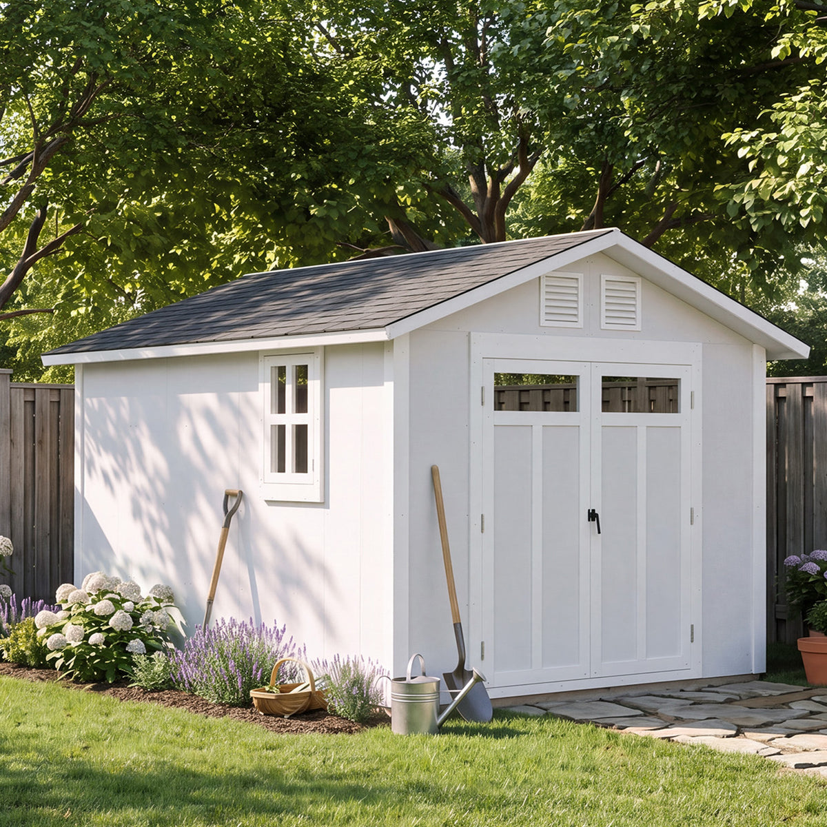 Aoxun 10x12FT Wooden Storage Shed, Premium Cedar Wood Frame