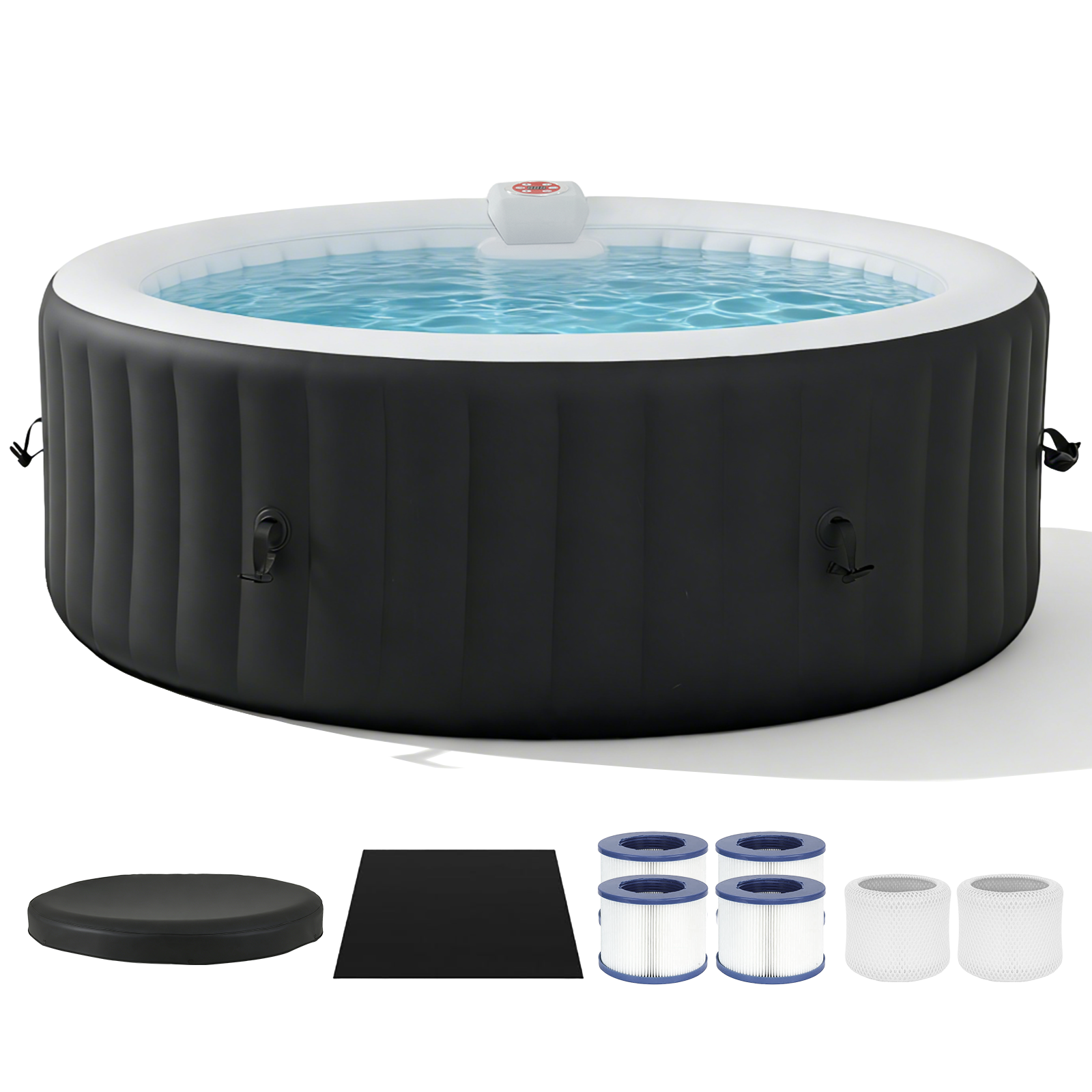 SunSwell Inflatable Hot Tub 4-6 Person, Portable Outdoor Spa with 130 Air Jets, Heater Pump and Filter System, Blow Up PVC Hot Tub for Backyard, Patio