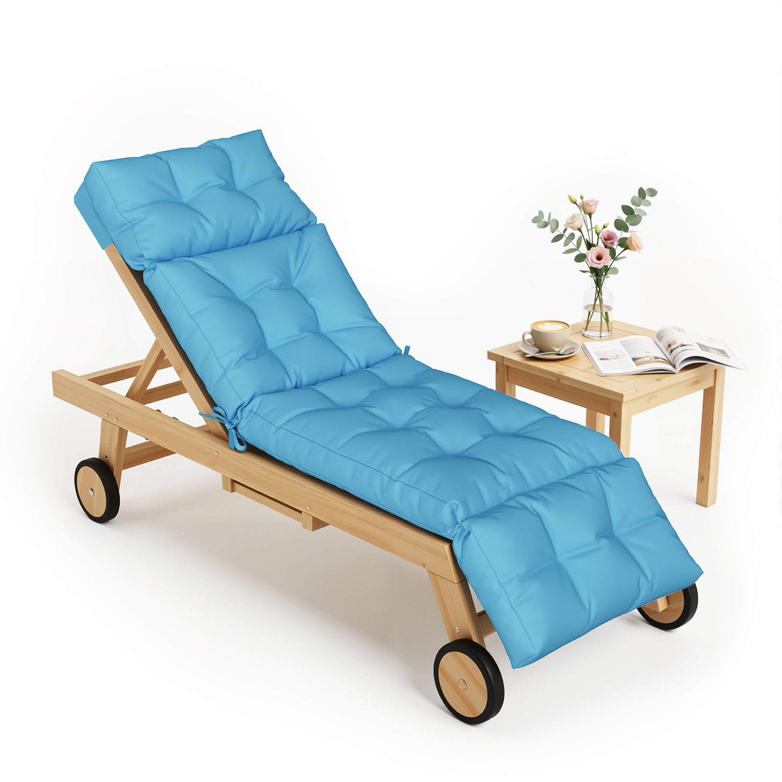 Aoxun Outdoor Chaise Lounge Cushions, Waterproof Replacement Patio Lounge Chair Cushion with Ties, Thick Pool Lounger Chair Cushions for Outdoor Furniture with Memory Foam