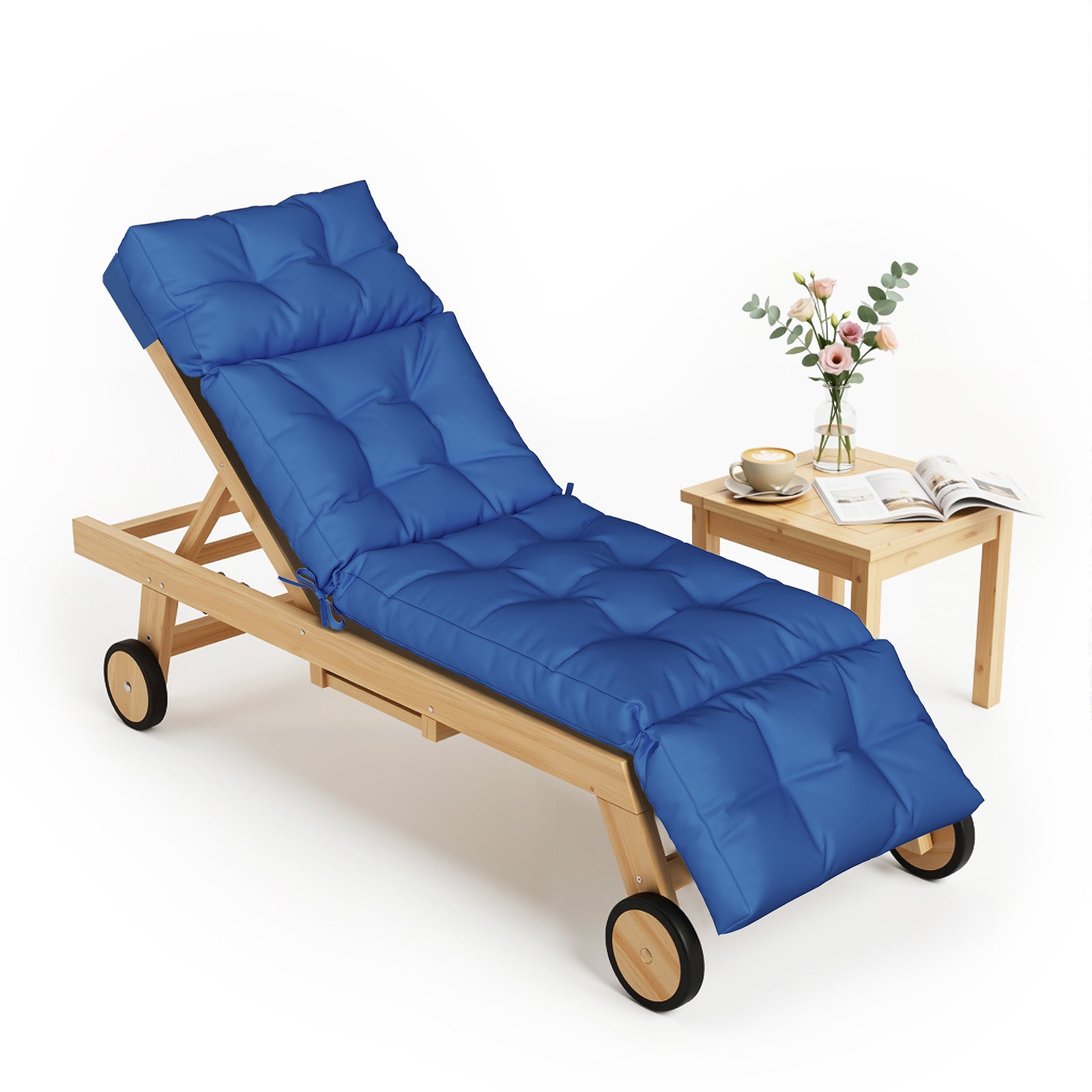 Aoxun Outdoor Chaise Lounge Cushions, Waterproof Replacement Patio Lounge Chair Cushion with Ties, Thick Pool Lounger Chair Cushions for Outdoor Furniture with Memory Foam