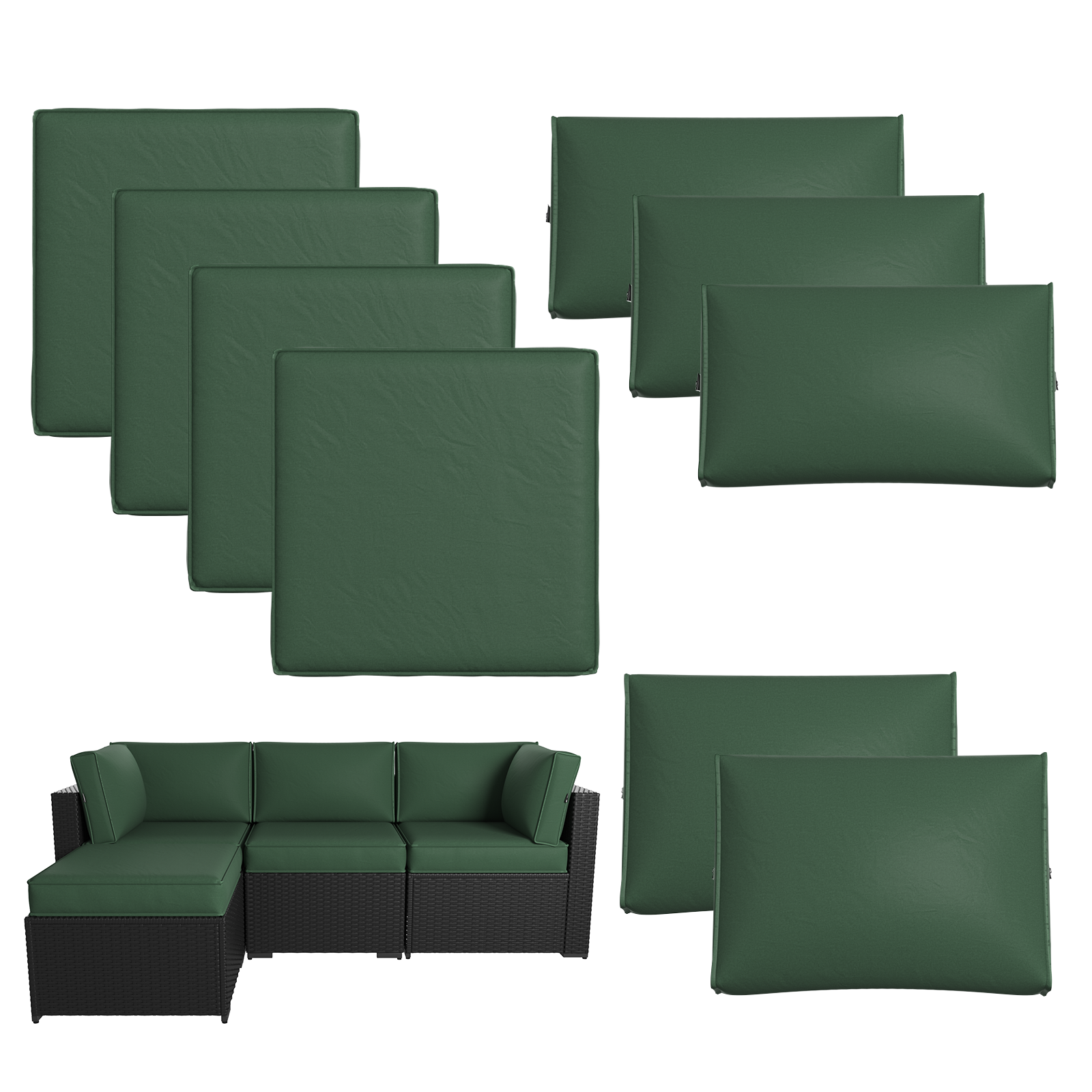 Breezestival Patio Furniture Replacement Cushions for Outdoor Furniture Set of 4, Thick Patio Sofa Cushions for Outdoor Furniture, 9-Piece Splashproof Fade Resistant Cushions for Outdoor Couch