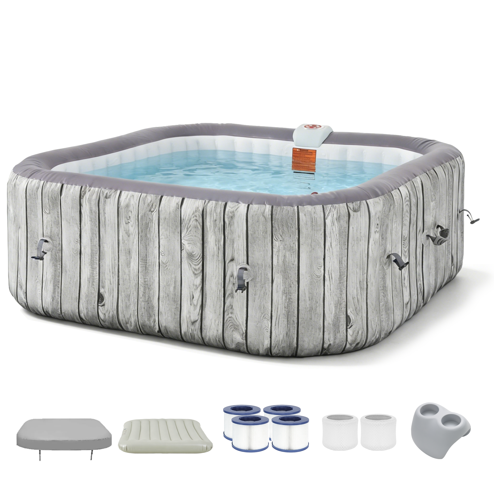 SunSwell Inflatable Hot Tub 4-6 Person, Portable Outdoor Spa with 130 Air Jets, Heater Pump and Filter System, Blow Up PVC Hot Tub for Backyard, Patio