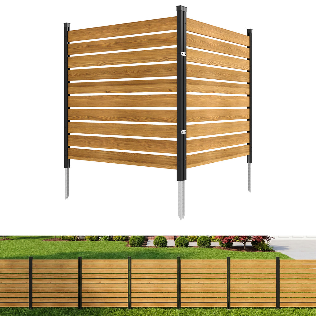Breezestival 2 Panels Wood Privacy Screen, 41" x 38" No-Dig Outdoor Air Conditioner Fence Trash Cans, Weather-Resistant Wooden Sectional Fencing for Garden, Patio, and Backyard Privacy