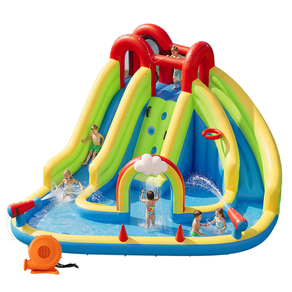 Inflatable Water Slide for Kids Backyard with 450W Blower, Jumping Castle with Water Slide, Water Park Bounce House for Indoor and Outdoor Activities