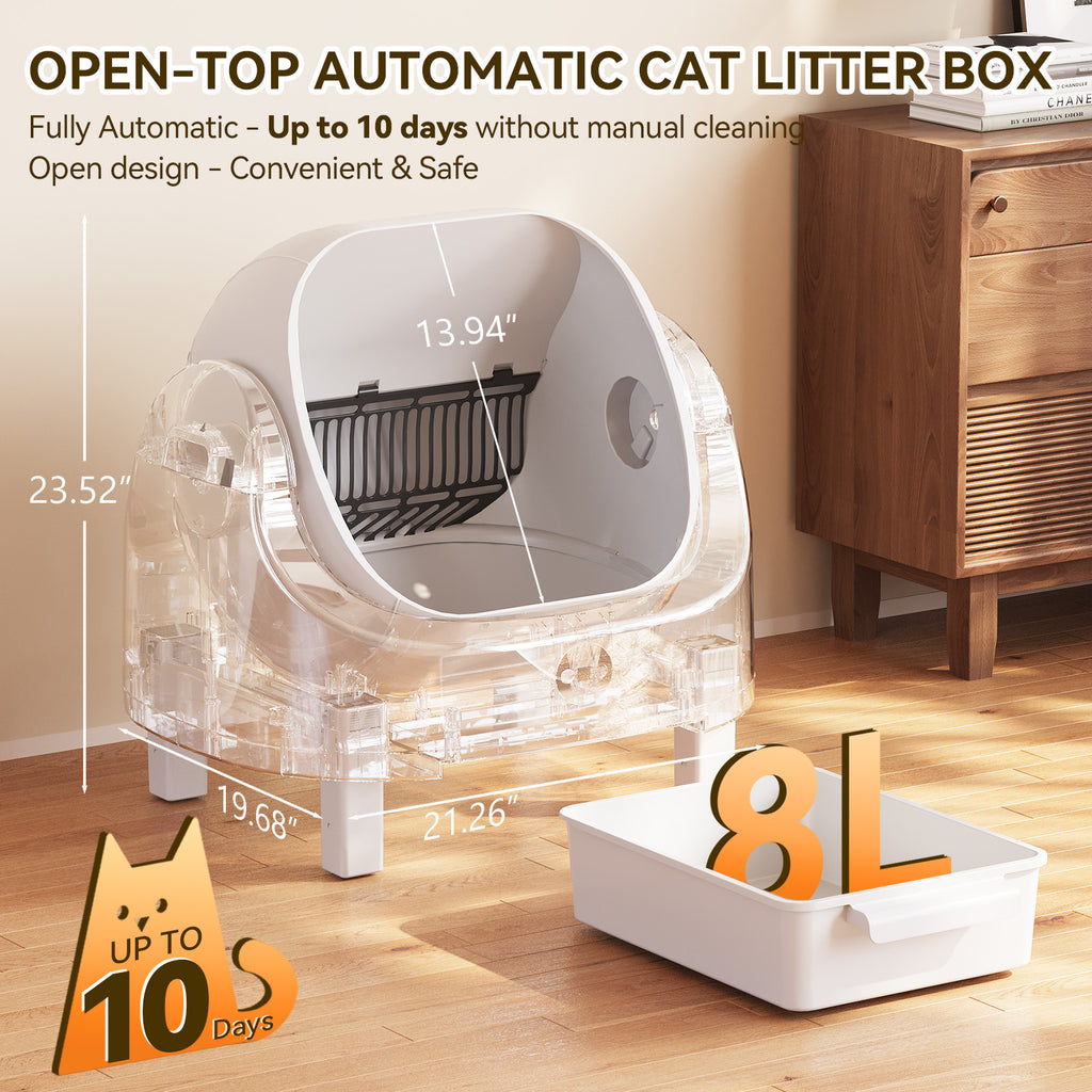 Nordivale Self Cleaning Litter Box Safety Protection and Odor Control Automatic Litter Box App Control for Cats with Cat Litter Mat, Garbage Bag ＆ Scented Box