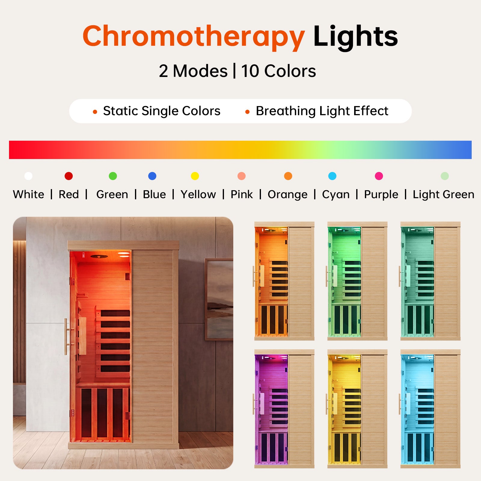 Aoxun Infrared Sauna for Home, 1 Person Indoor Dry Sauna Room, Hemlock, Chromotherapy Light, Low EMF Far Infrared, Blutooth Speakers