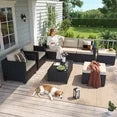 YardCache 6 Piece Outdoor Wicker Patio Furniture Set, Rattan Sectional Sofa Sets Beige