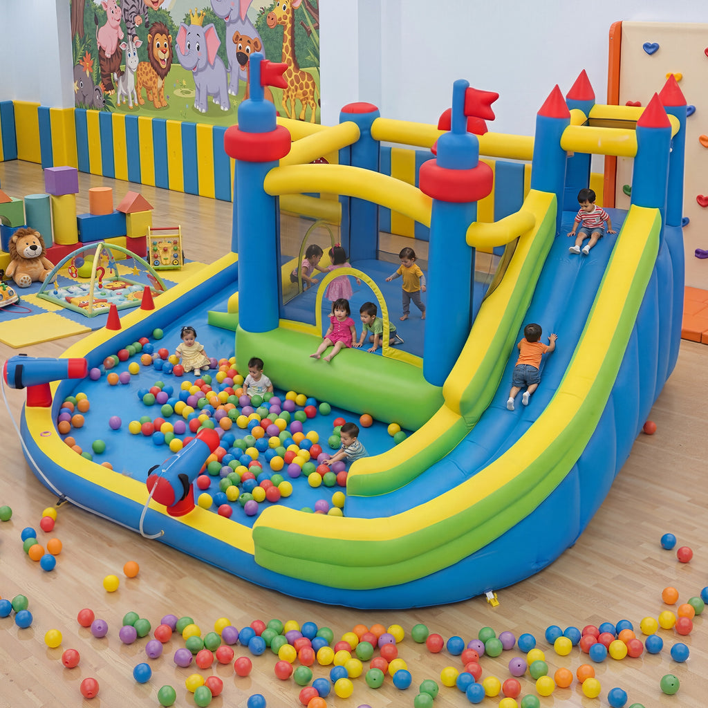 SunSwell Inflatable Water Slide for Kids Backyard with 450W Blower, Jumping Castle with Water Slide, Water Park Bounce House for Indoor and Outdoor Activities